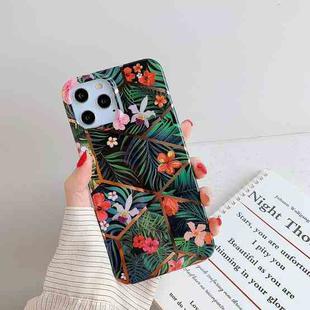 Plating Splicing Pattern Soft TPU Protective Case for iPhone 11(Black Flower)