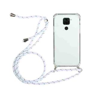 For Xiaomi Redmi Note 9 Four-Corner Shockproof Transparent TPU Protective Case with Lanyard(White)