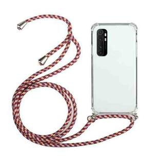 For Xiaomi Mi Note 10 Lite Four-Corner Shockproof Transparent TPU Protective Case with Lanyard(Red Grey)