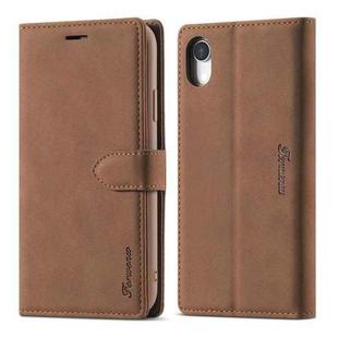 For iPhone XR Forwenw F1 Series Matte Strong Magnetism Horizontal Flip Leather Case with Holder & Card Slots & Wallet & Photo Frame(Brown)