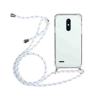 For LG K11 Four-Corner Shockproof Transparent TPU Protective Case with Lanyard(White)