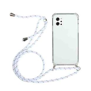 For LG Q92 5G Four-Corner Shockproof Transparent TPU Protective Case with Lanyard(White)