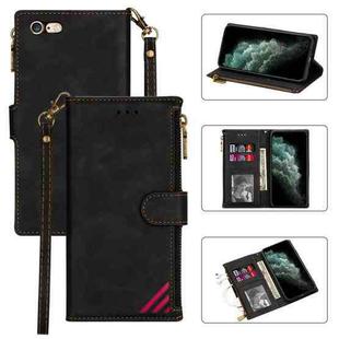 Zipper Multi-card Slots Horizontal Flip PU Leather Case with Holder & Card Slots & Wallet & Lanyard & Photo Frame for iPhone 6s Plus / 6 Plus(Black)