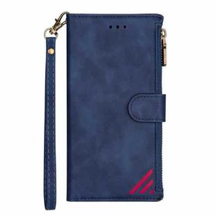 For iPhone 11 Pro Max Zipper Multi-card Slots Horizontal Flip PU Leather Case with Holder & Card Slots & Wallet & Lanyard & Photo Frame (Blue)
