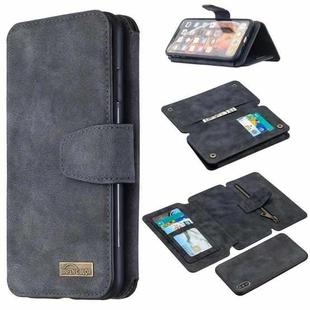 For iPhone XS Max Detachable Frosted Magnetic Horizontal Flip Leather Case with Card Slots & Holder & Zipper Wallet & Photo Frame(Black Blue)