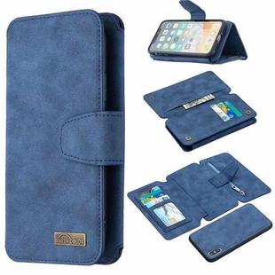 For iPhone X / XS Detachable Frosted Magnetic Horizontal Flip Leather Case with Card Slots & Holder & Zipper Wallet & Photo Frame(Blue)