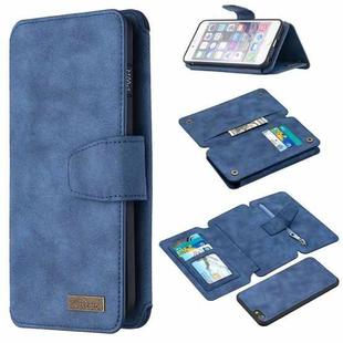 Detachable Frosted Magnetic Horizontal Flip Leather Case with Card Slots & Holder & Zipper Wallet & Photo Frame For iPhone 6 Plus(Blue)