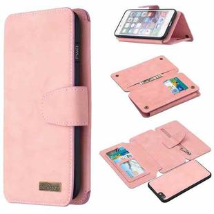 Detachable Frosted Magnetic Horizontal Flip Leather Case with Card Slots & Holder & Zipper Wallet & Photo Frame For iPhone 6 Plus(Pink)