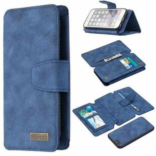 Detachable Frosted Magnetic Horizontal Flip Leather Case with Card Slots & Holder & Zipper Wallet & Photo Frame For iPhone 6(Blue)