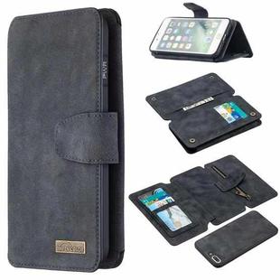 Detachable Frosted Magnetic Horizontal Flip Leather Case with Card Slots & Holder & Zipper Wallet & Photo Frame For iPhone 8 Plus / 7 Plus(Black Blue)