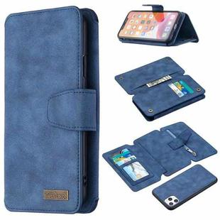 For iPhone 11 Pro Max Detachable Frosted Magnetic Horizontal Flip Leather Case with Card Slots & Holder & Zipper Wallet & Photo Frame (Blue)
