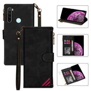 For Xiaomi Redmi Note 8 Zipper Multi-card Slots Horizontal Flip PU Leather Case with Holder & Card Slots & Wallet & Lanyard & Photo Frame(Black)