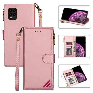 For Xiaomi Mi 10 Lite Zipper Multi-card Slots Horizontal Flip PU Leather Case with Holder & Card Slots & Wallet & Lanyard & Photo Frame(Rose Gold)