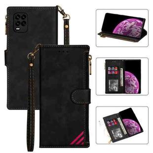 For Xiaomi Mi 10 Lite Zipper Multi-card Slots Horizontal Flip PU Leather Case with Holder & Card Slots & Wallet & Lanyard & Photo Frame(Black)