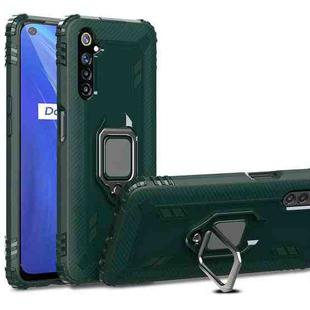 For OPPO Realme 6S Carbon Fiber Protective Case with 360 Degree Rotating Ring Holder(Green)