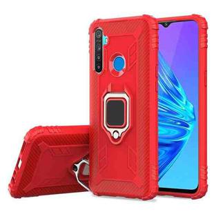 For Realme Narzo 10 Carbon Fiber Protective Case with 360 Degree Rotating Ring Holder(Red)