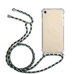 For iPhone SE 2022 / SE 2020 / 8 / 7 Four-Corner Shockproof Transparent TPU Protective Case with Lanyard(Green Black)