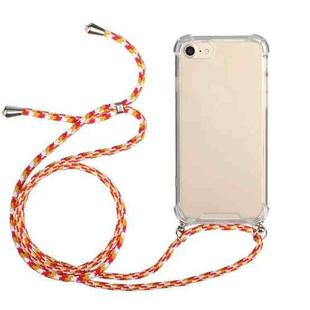 For iPhone SE 2022 / SE 2020 / 8 / 7 Four-Corner Shockproof Transparent TPU Protective Case with Lanyard(Orange Yellow)