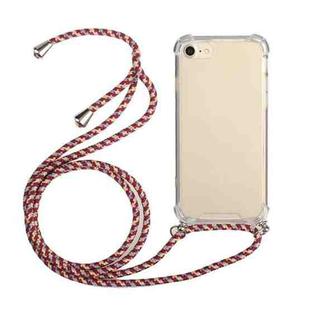 Four-Corner Shockproof Transparent TPU Protective Case with Lanyard For iPhone 8 Plus & 7 Plus(Red Grey)
