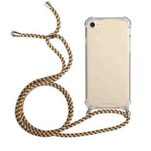 Four-Corner Shockproof Transparent TPU Protective Case with Lanyard For iPhone 8 Plus & 7 Plus(Brown Yellow)