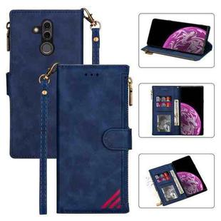 For Huawei Mate 20 Lite Zipper Multi-card Slots Horizontal Flip PU Leather Case with Holder & Card Slots & Wallet & Lanyard & Photo Frame(Blue)