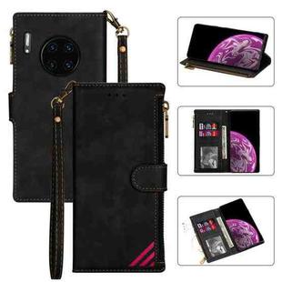 For Huawei Mate 30 Pro Zipper Multi-card Slots Horizontal Flip PU Leather Case with Holder & Card Slots & Wallet & Lanyard & Photo Frame(Black)