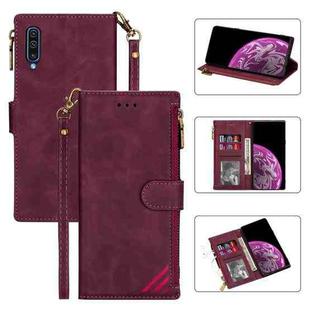 For Huawei P30 Zipper Multi-card Slots Horizontal Flip PU Leather Case with Holder & Card Slots & Wallet & Lanyard & Photo Frame(Wine Red)