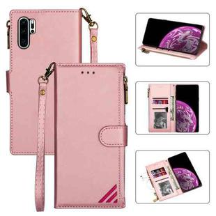 For Huawei P30 Pro Zipper Multi-card Slots Horizontal Flip PU Leather Case with Holder & Card Slots & Wallet & Lanyard & Photo Frame(Rose Gold)