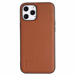 For iPhone 12 / 12 Pro GEBEI Full-coverage Shockproof Leather Protective Case(Brown)