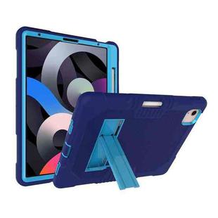 Contrast Color Robot Shockproof Silicon + PC Protective Case with Holder & Pen Slot For iPad Air 2022 / 2020 10.9(Navy Blue+Blue)(Navy Blue+Blue)
