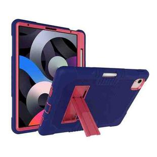 Contrast Color Robot Shockproof Silicon + PC Protective Case with Holder & Pen Slot For iPad Air 2022 / 2020 10.9(Navy Blue+Rose Red)(Navy Blue+Rose Red)