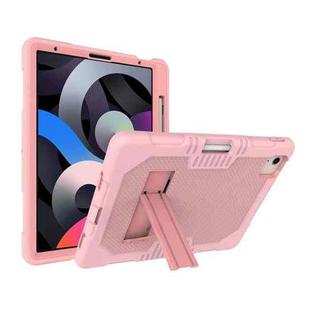 Contrast Color Robot Shockproof Silicon + PC Protective Case with Holder & Pen Slot For iPad Air 2022 / 2020 10.9(Rose Gold)