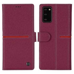For Samsung Galaxy Note 20 GEBEI Top-grain Leather Horizontal Flip Protective Case with Holder & Card Slots & Wallet & Photo Frame(Wine Red)