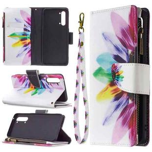 For OPPO Find X2 Lite Colored Drawing Pattern Zipper Horizontal Flip Leather Case with Holder & Card Slots & Wallet(Sun Flower)