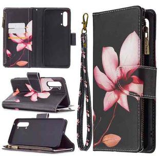 For OPPO Find X2 Lite Colored Drawing Pattern Zipper Horizontal Flip Leather Case with Holder & Card Slots & Wallet(Lotus)