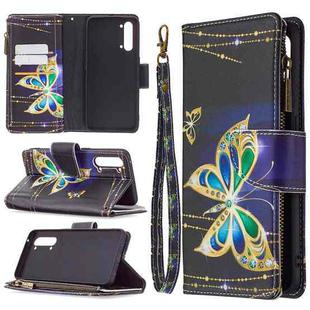 For OPPO Find X2 Lite Colored Drawing Pattern Zipper Horizontal Flip Leather Case with Holder & Card Slots & Wallet(Big Butterfly)