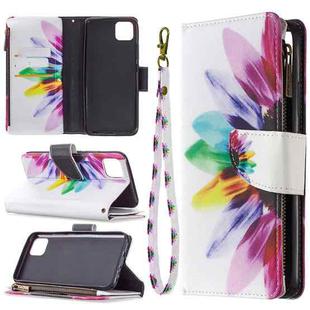 For OPPO Realme C11 Colored Drawing Pattern Zipper Horizontal Flip Leather Case with Holder & Card Slots & Wallet(Sun Flower)
