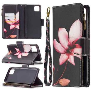 For OPPO Realme C11 Colored Drawing Pattern Zipper Horizontal Flip Leather Case with Holder & Card Slots & Wallet(Lotus)