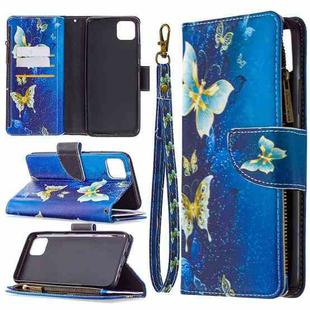 For OPPO Realme C11 Colored Drawing Pattern Zipper Horizontal Flip Leather Case with Holder & Card Slots & Wallet(Gold Butterfly)