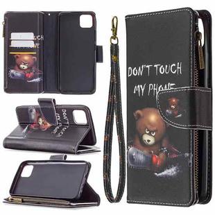 For OPPO Realme C11 Colored Drawing Pattern Zipper Horizontal Flip Leather Case with Holder & Card Slots & Wallet(Bear)