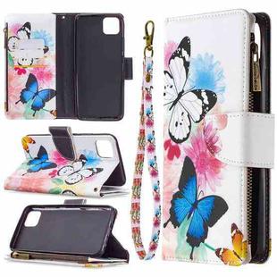 For OPPO Realme C11 Colored Drawing Pattern Zipper Horizontal Flip Leather Case with Holder & Card Slots & Wallet(Two Butterflies)