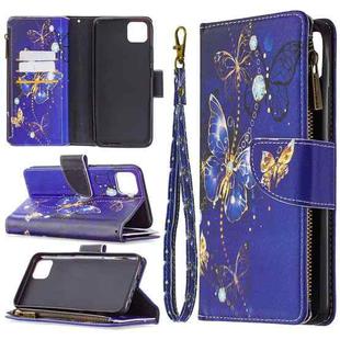 For OPPO Realme C11 Colored Drawing Pattern Zipper Horizontal Flip Leather Case with Holder & Card Slots & Wallet(Purple Butterfly)