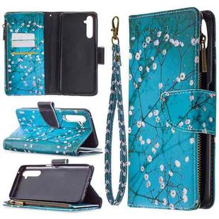 For OPPO Realme 6 Pro Colored Drawing Pattern Zipper Horizontal Flip Leather Case with Holder & Card Slots & Wallet(Plum Blossom)