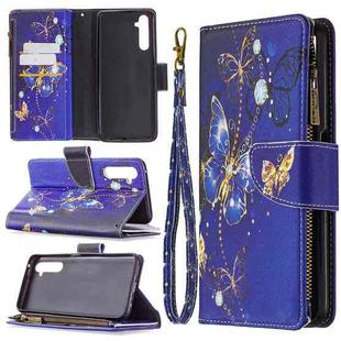 For OPPO Realme 6 Pro Colored Drawing Pattern Zipper Horizontal Flip Leather Case with Holder & Card Slots & Wallet(Purple Butterfly)