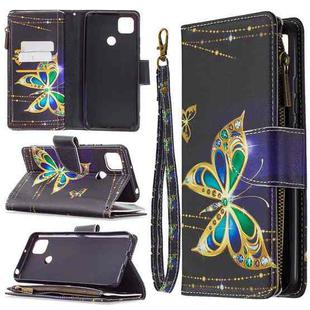 For Xiaomi Redmi 9C Colored Drawing Pattern Zipper Horizontal Flip Leather Case with Holder & Card Slots & Wallet(Big Butterfly)