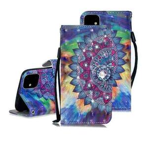 3D Diamond Encrusted Painting Pattern Coloured Drawing Horizontal Flip PU Leather Case with Holder & Card Slots & Wallet For iPhone 12 / 12 Pro(Oil Painted Mandala)