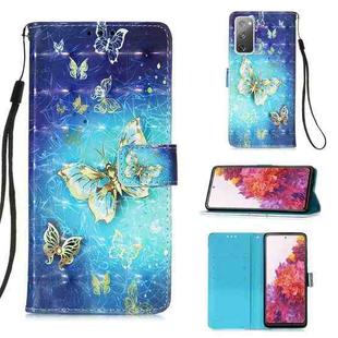 For Samsung Galaxy S20 FE 3D Painting Horizontal Flip Leather Case with Holder & Card Slot & Lanyard(Gold Butterfly)