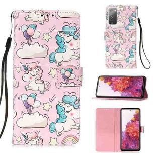 For Samsung Galaxy S20 FE 5G 3D Painting Horizontal Flip Leather Case with Holder & Card Slot & Lanyard(Pink Horse)