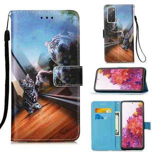 For Samsung Galaxy S20 FE 5G 3D Painting Horizontal Flip Leather Case with Holder & Card Slot & Lanyard(Mirror Cat)
