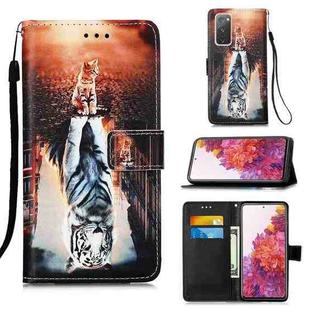 For Samsung Galaxy S20 FE 5G 3D Painting Horizontal Flip Leather Case with Holder & Card Slot & Lanyard(Cat and Tiger)